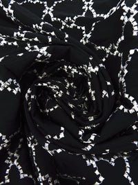 Black/Light Pebble Gray 100% Polyester Embroidered Geometric Tilework Taffeta - NY Designer - 54W