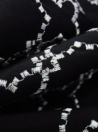 Black/Light Pebble Gray 100% Polyester Embroidered Geometric Tilework Taffeta - NY Designer - 54W