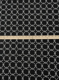 Black/Light Pebble Gray 100% Polyester Embroidered Geometric Tilework Taffeta - NY Designer - 54W