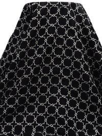 Black/Light Pebble Gray 100% Polyester Embroidered Geometric Tilework Taffeta - NY Designer - 54W