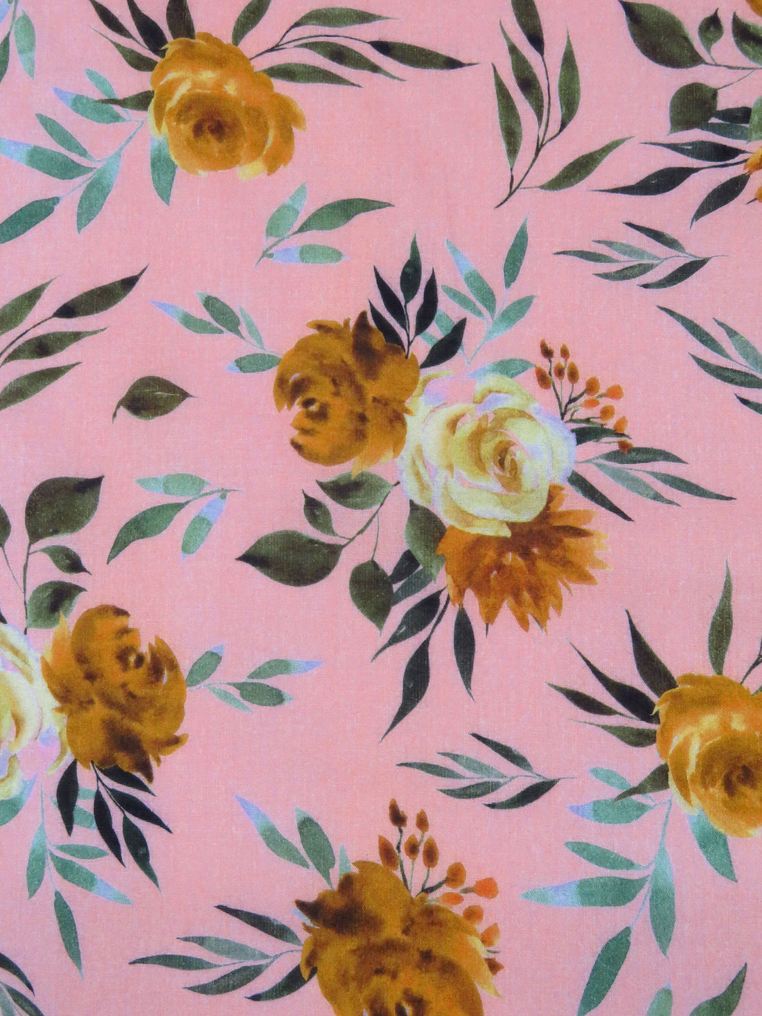 Rose Pink/Alloy Orange/Dark Forest Green/Multi 100% Cotton Floral Print Voile 42W