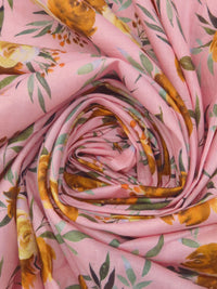 Rose Pink/Alloy Orange/Dark Forest Green/Multi 100% Cotton Floral Print Voile 42W