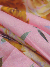 Rose Pink/Alloy Orange/Dark Forest Green/Multi 100% Cotton Floral Print Voile 42W