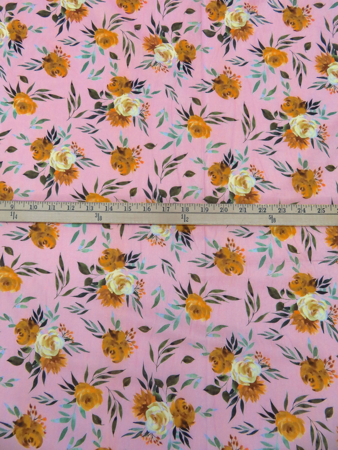 Rose Pink/Alloy Orange/Dark Forest Green/Multi 100% Cotton Floral Print Voile 42W
