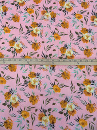Rose Pink/Alloy Orange/Dark Forest Green/Multi 100% Cotton Floral Print Voile 42W