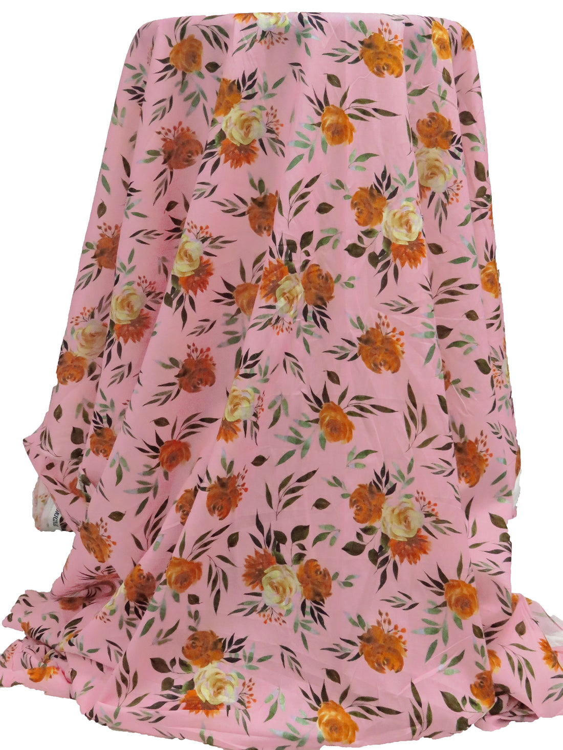 Rose Pink/Alloy Orange/Dark Forest Green/Multi 100% Cotton Floral Print Voile 42W