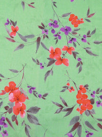 Granny Smith Apple/Orange Soda/Medium Orchid/Multi 100% Cotton Floral Stem Print Voile 42W