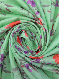 Granny Smith Apple/Orange Soda/Medium Orchid/Multi 100% Cotton Floral Stem Print Voile 42W