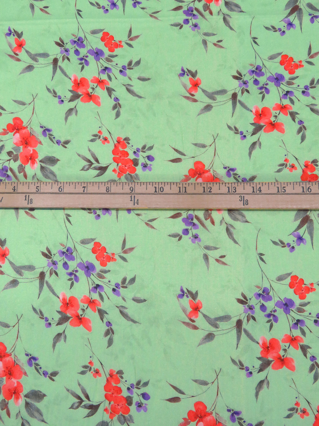 Granny Smith Apple/Orange Soda/Medium Orchid/Multi 100% Cotton Floral Stem Print Voile 42W