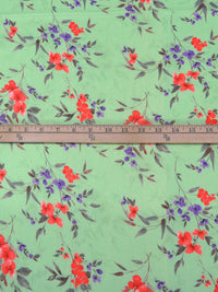 Granny Smith Apple/Orange Soda/Medium Orchid/Multi 100% Cotton Floral Stem Print Voile 42W