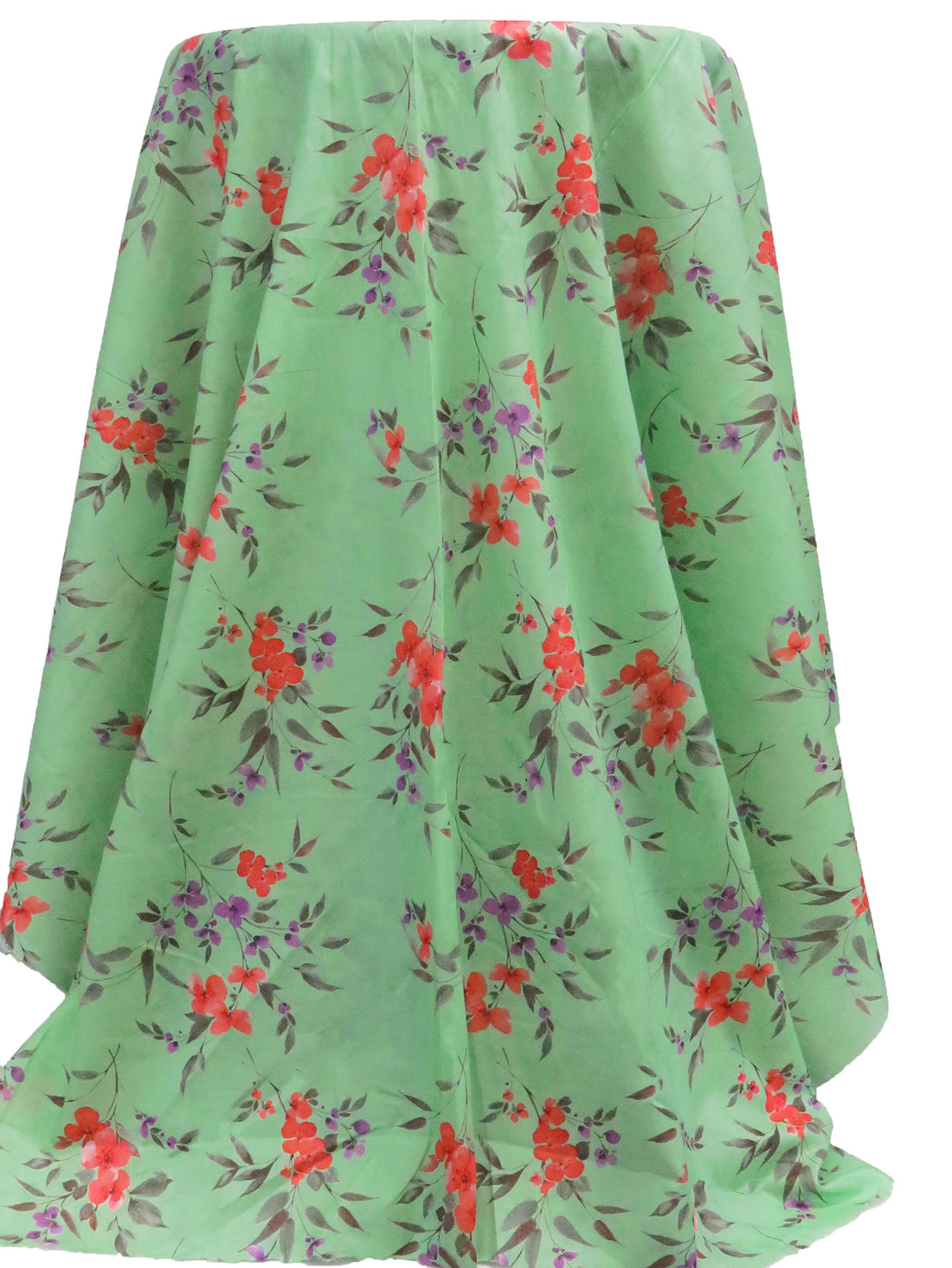 Granny Smith Apple/Orange Soda/Medium Orchid/Multi 100% Cotton Floral Stem Print Voile 42W