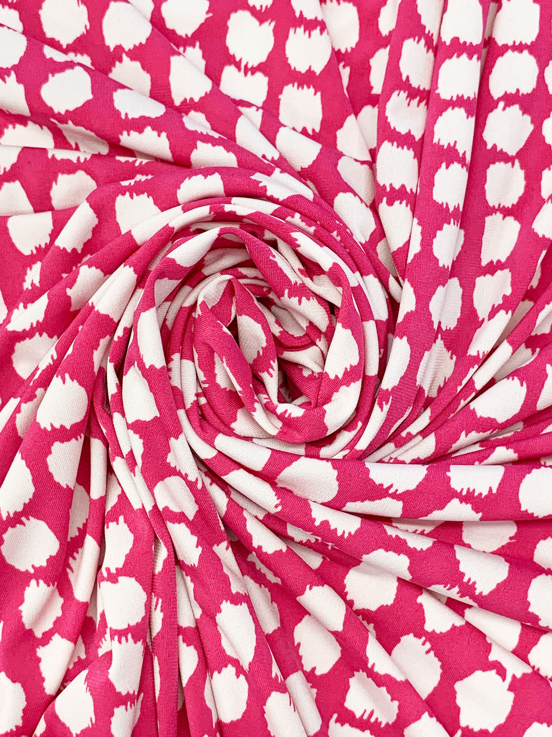 Fandango Pink/White Polyester/Lycra Rugged Dots Print ITY Knit 58W