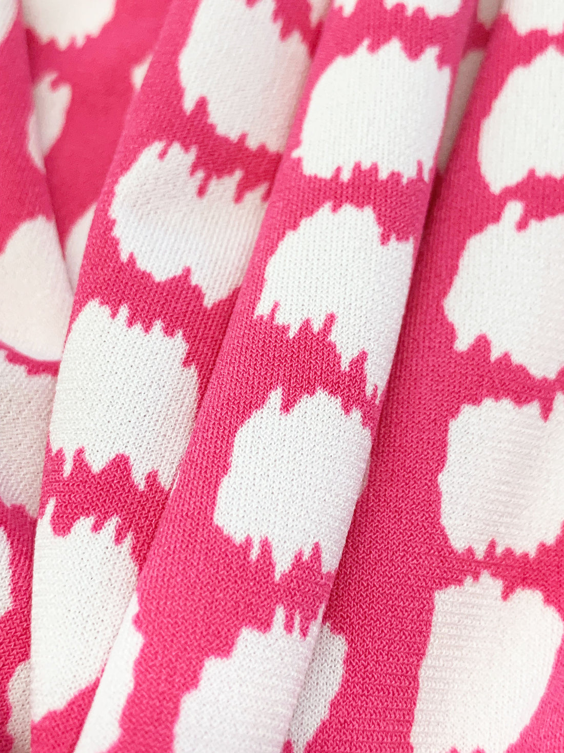 Fandango Pink/White Polyester/Lycra Rugged Dots Print ITY Knit 58W