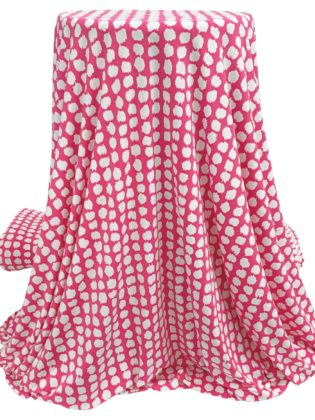 Fandango Pink/White Polyester/Lycra Rugged Dots Print ITY Knit 58W