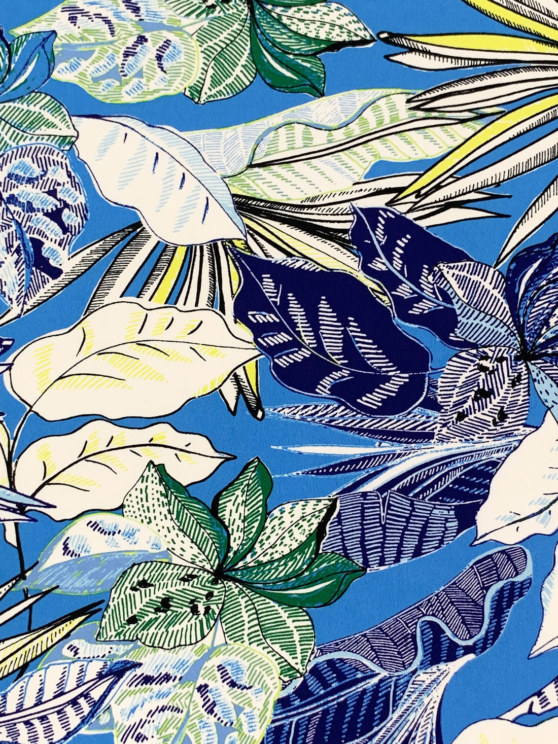 Pacific Blue/White/Canary/Multi Polyester/Lycra Stylized Floral Print ITY Knit 58W