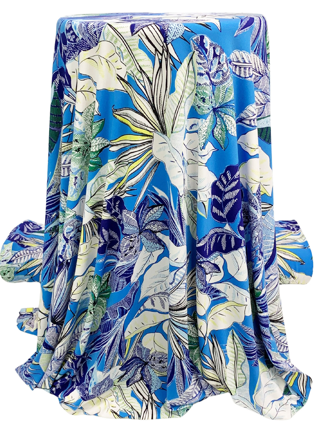 Pacific Blue/White/Canary/Multi Polyester/Lycra Stylized Floral Print ITY Knit 58W