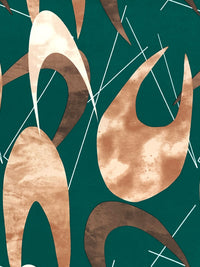 Tropical Rainforest Green/Camel/Off-White Polyester/Lycra Abstract Print FTY Knit 58W