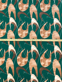 Tropical Rainforest Green/Camel/Off-White Polyester/Lycra Abstract Print FTY Knit 58W