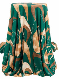 Tropical Rainforest Green/Camel/Off-White Polyester/Lycra Abstract Print FTY Knit 58W