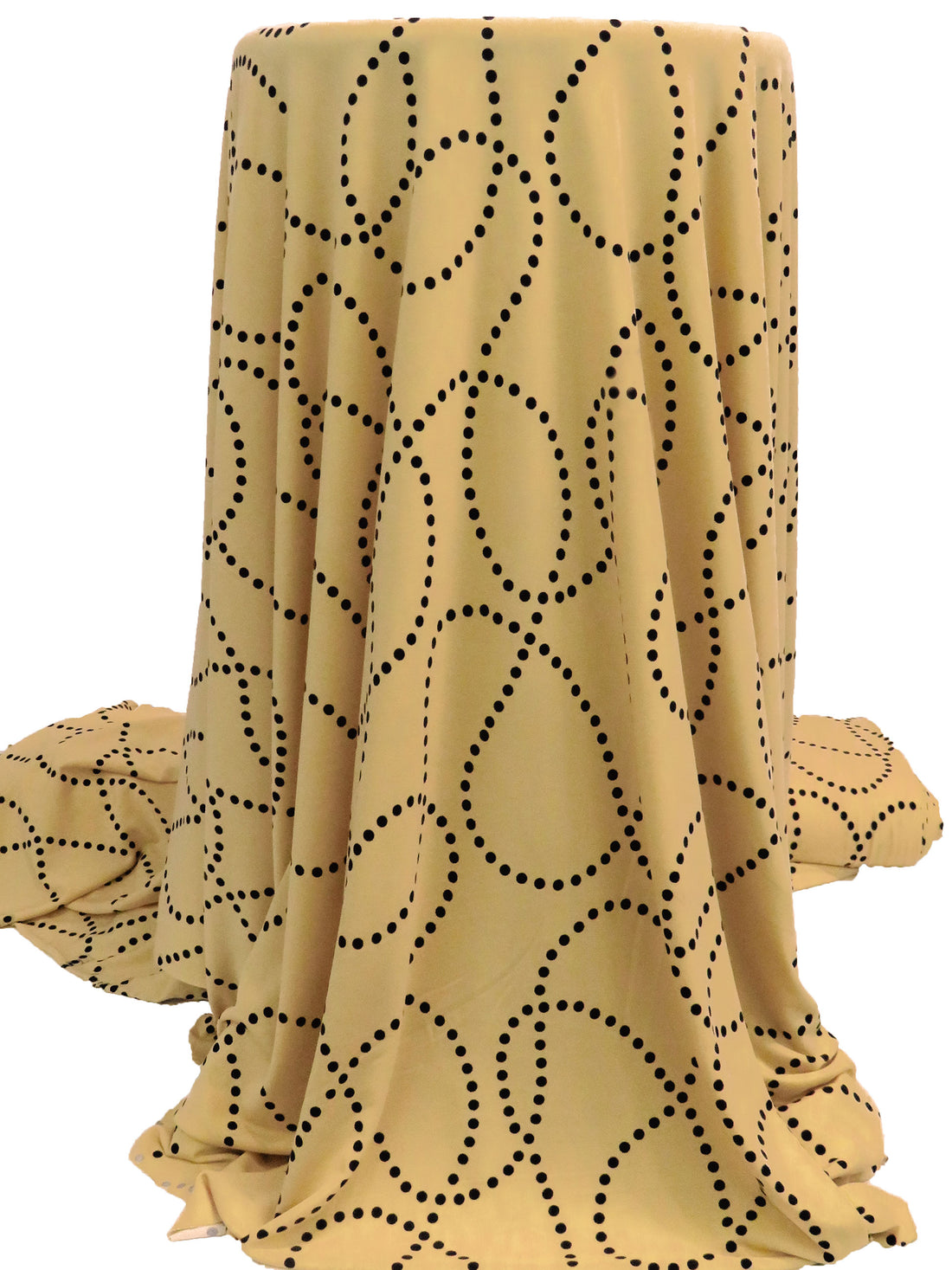 Earth Yellow/Black Polyester/Lycra Dotted Loops Print ITY Knit 58W