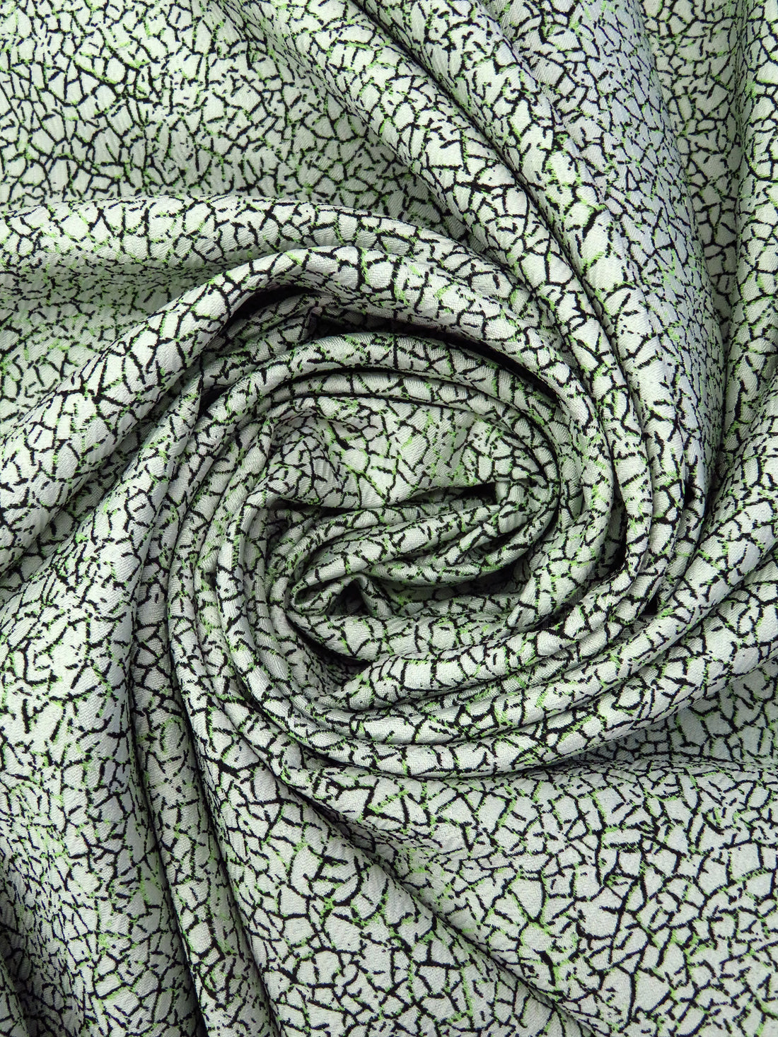 Italian Ice/Black/Light Green 100% Polyester Distressed Weave Jacquard Suiting - NY Designer - 44W