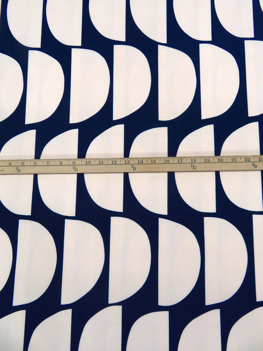 Dark Navy/Bisque Polyester/Lycra Half Dome Rows Print FTY Knit 54W