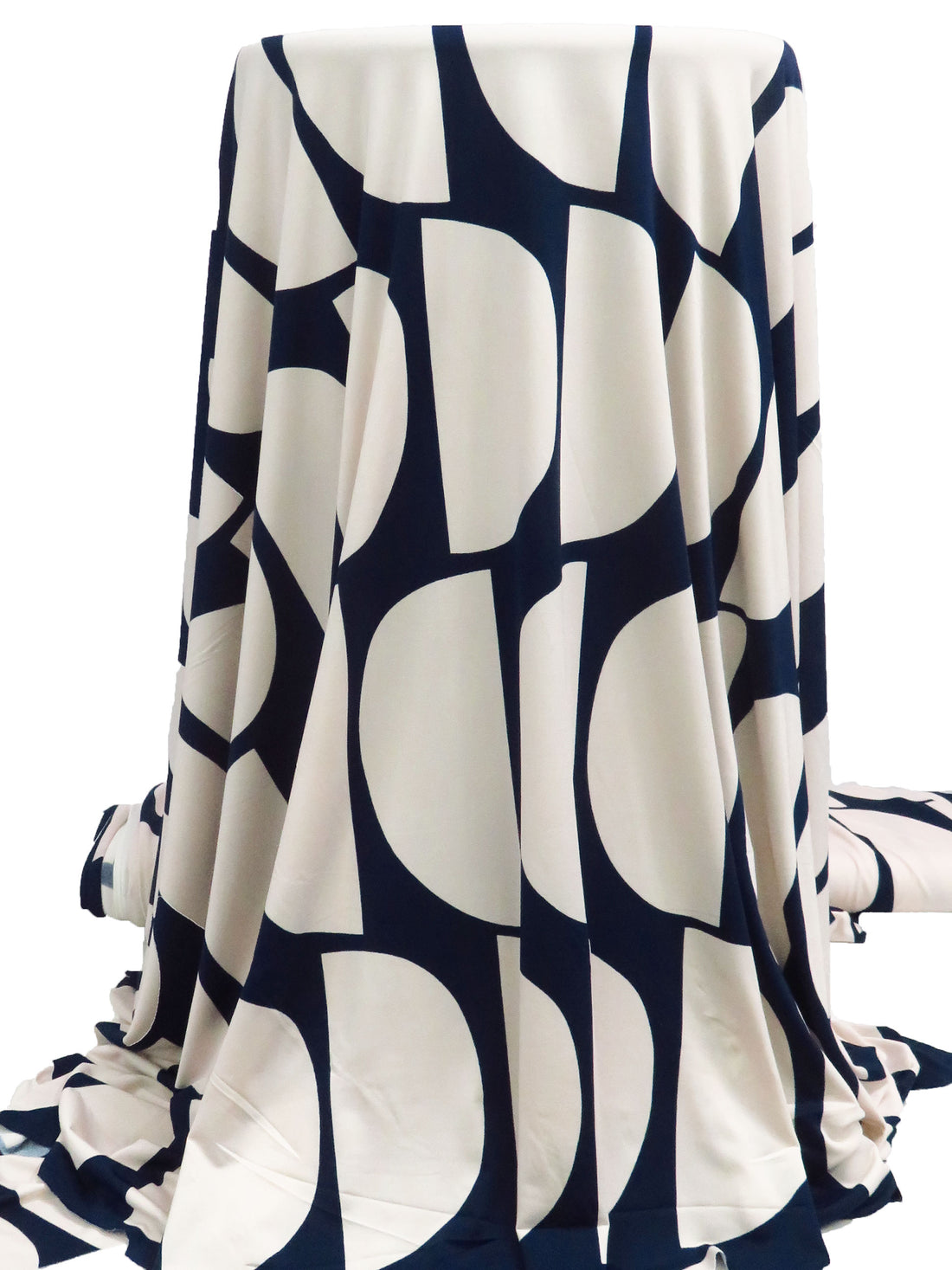 Dark Navy/Bisque Polyester/Lycra Half Dome Rows Print FTY Knit 54W