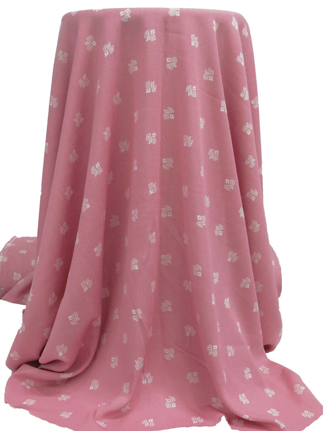 Old Rose/White 100% Rayon Folk Floral Print Crinkle Challis 48W