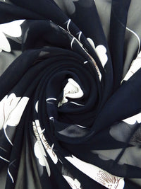 Midnight Navy/White/Chocolate 100% Polyester Floral Print Chiffon 58W