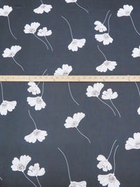 Midnight Navy/White/Chocolate 100% Polyester Floral Print Chiffon 58W