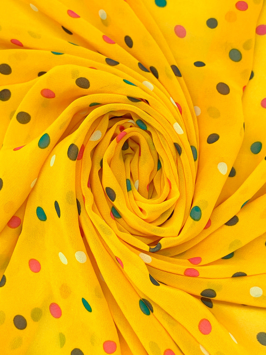 Sunglow/White/Warm Red/Ocean Green 100% Polyester Polka Dot Print Chiffon 58W