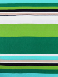 Aqua/Kiwi/White/Multi 100% Polyester Horizontal Stripe Print Blouse Weight Woven 60W