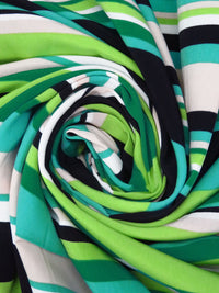 Aqua/Kiwi/White/Multi 100% Polyester Horizontal Stripe Print Blouse Weight Woven 60W