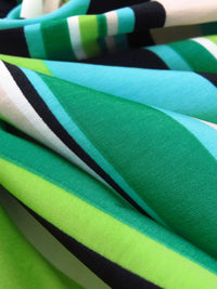 Aqua/Kiwi/White/Multi 100% Polyester Horizontal Stripe Print Blouse Weight Woven 60W