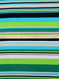 Aqua/Kiwi/White/Multi 100% Polyester Horizontal Stripe Print Blouse Weight Woven 60W