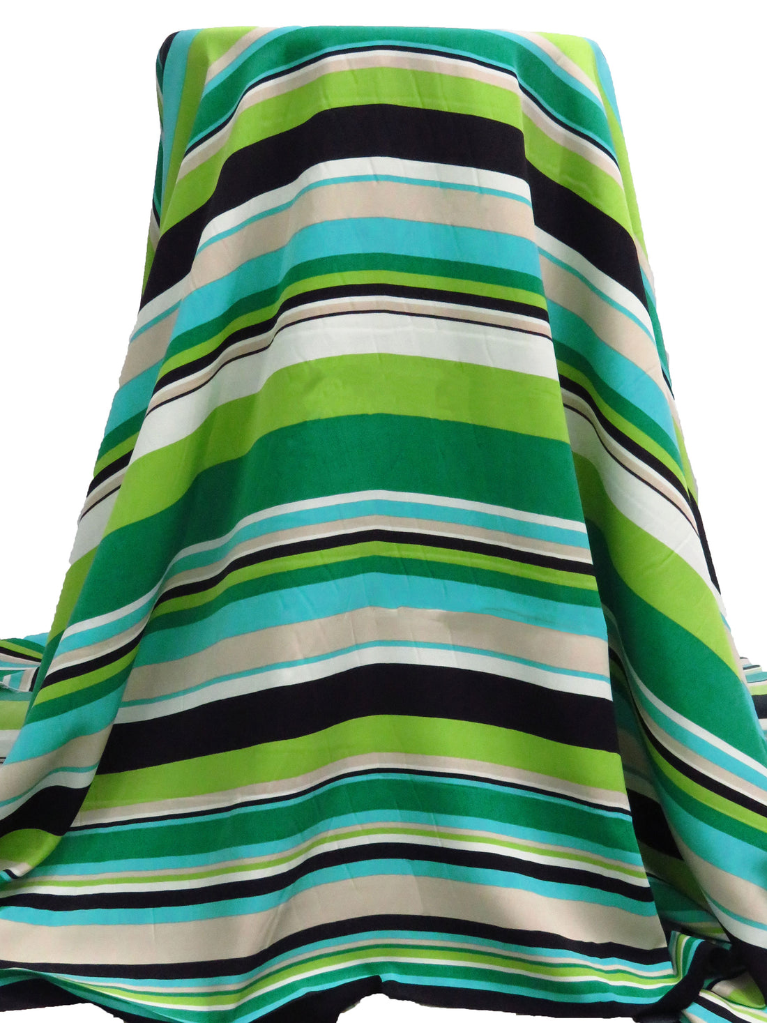 Aqua/Kiwi/White/Multi 100% Polyester Horizontal Stripe Print Blouse Weight Woven 60W