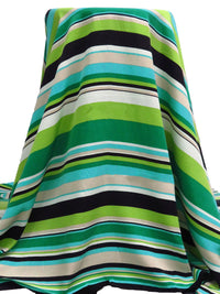 Aqua/Kiwi/White/Multi 100% Polyester Horizontal Stripe Print Blouse Weight Woven 60W