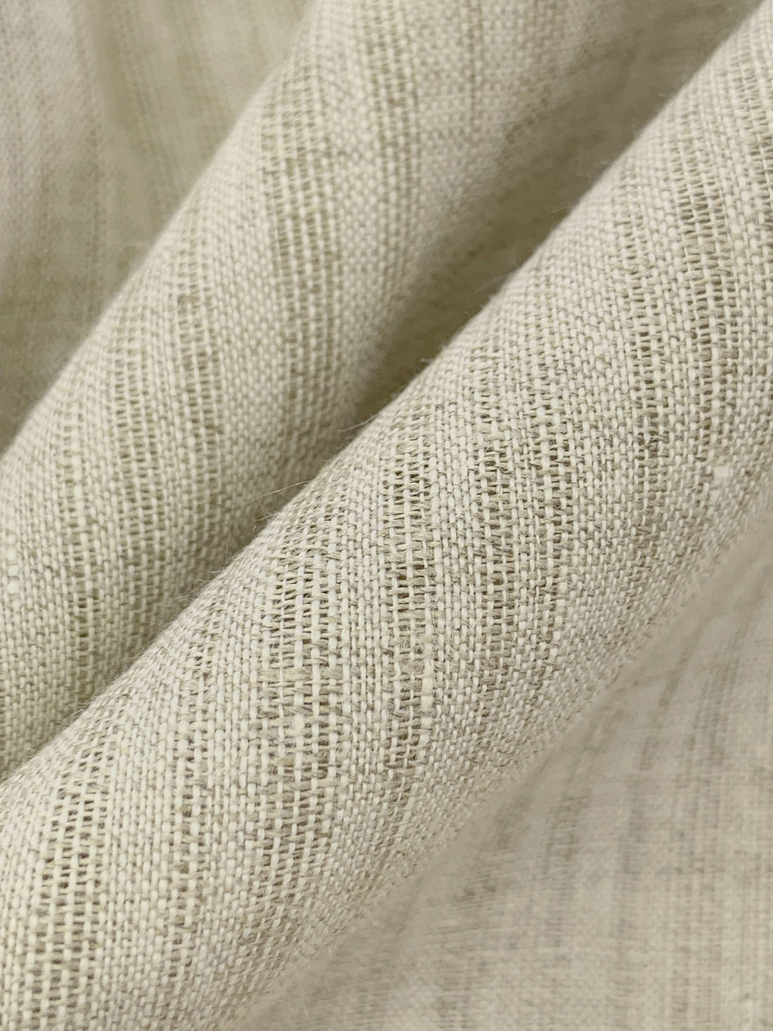 Muted Oat 100% Linen Vertical Leno Weave Stripe Midweight Woven 60W