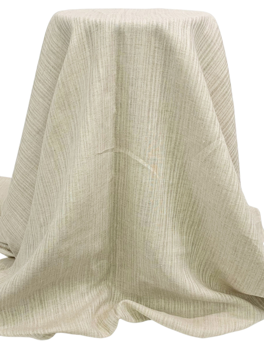 Muted Oat 100% Linen Vertical Leno Weave Stripe Midweight Woven 60W