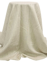 Muted Oat 100% Linen Vertical Leno Weave Stripe Midweight Woven 60W