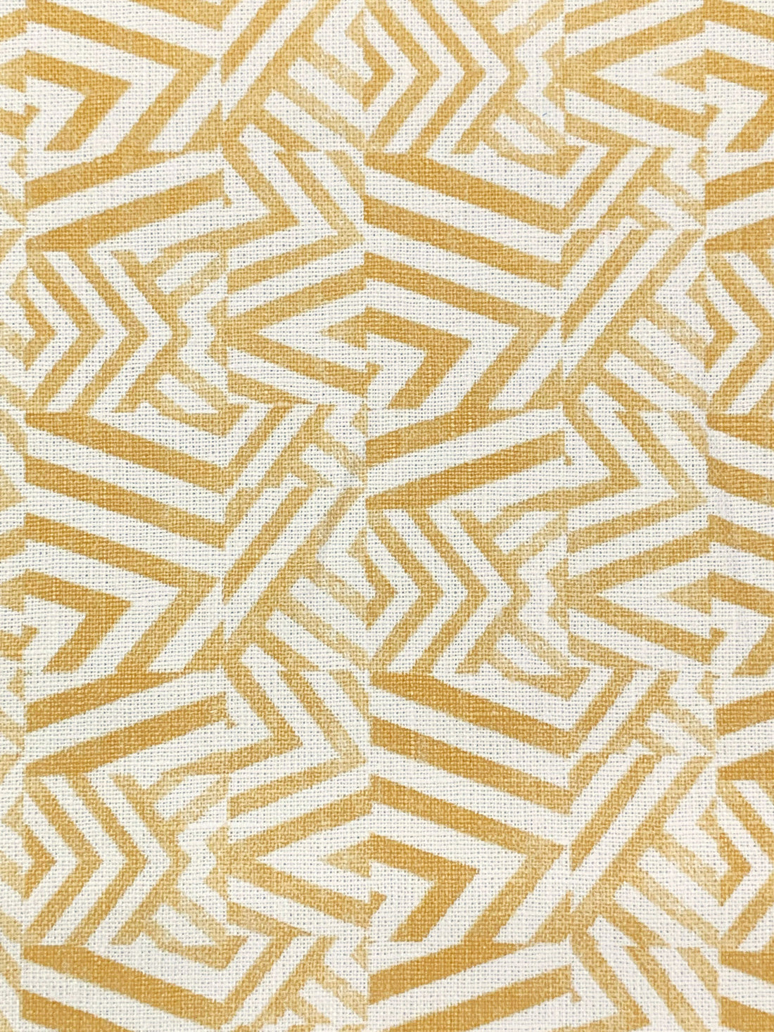 Muted Honey/Eggshell 100% Linen Zig Zag Block Print Heavy-Weight Woven 56W