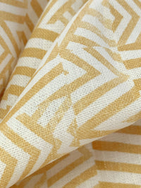 Muted Honey/Eggshell 100% Linen Zig Zag Block Print Heavy-Weight Woven 56W