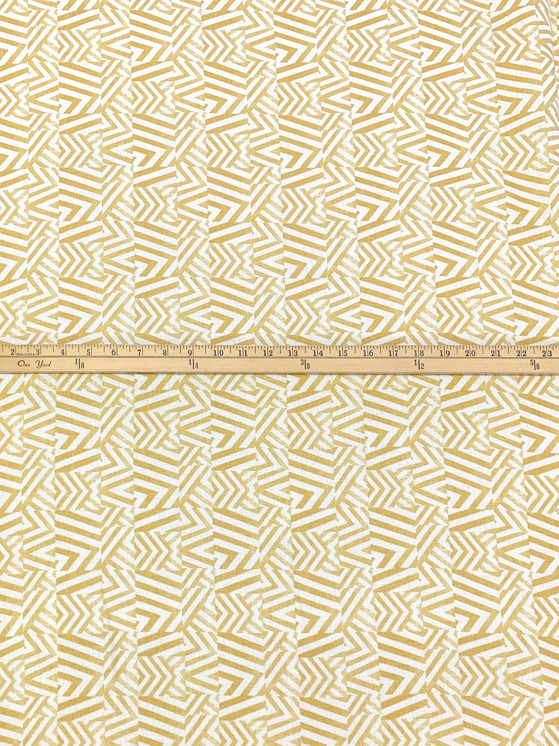 Muted Honey/Eggshell 100% Linen Zig Zag Block Print Heavy-Weight Woven 56W