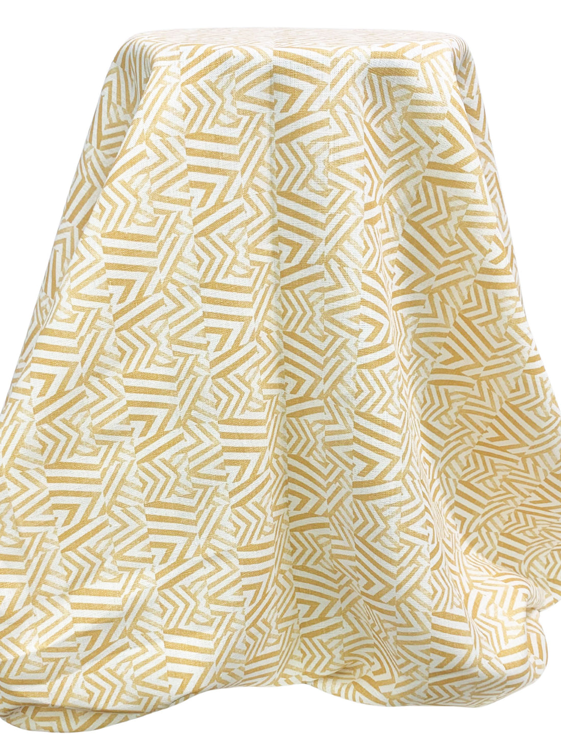 Muted Honey/Eggshell 100% Linen Zig Zag Block Print Heavy-Weight Woven 56W