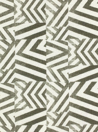 Dark Bamboo/Eggshell 100% Linen Zig Zag Block Print Heavy-Weight Woven 56W