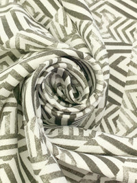 Dark Bamboo/Eggshell 100% Linen Zig Zag Block Print Heavy-Weight Woven 56W