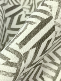 Dark Bamboo/Eggshell 100% Linen Zig Zag Block Print Heavy-Weight Woven 56W