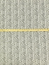 Dark Bamboo/Eggshell 100% Linen Zig Zag Block Print Heavy-Weight Woven 56W