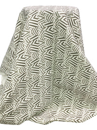 Dark Bamboo/Eggshell 100% Linen Zig Zag Block Print Heavy-Weight Woven 56W