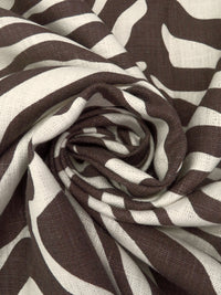 Deep Caviar/Bone 100% Linen Zebra Print Canvas 54W
